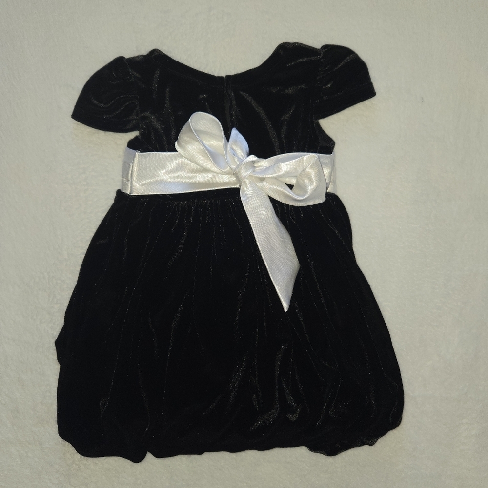 Sweet Heart Roses 18M Velvet Balloon Dress Satin Sash & Rose Posh Vintage Baby - Picture 6 of 16